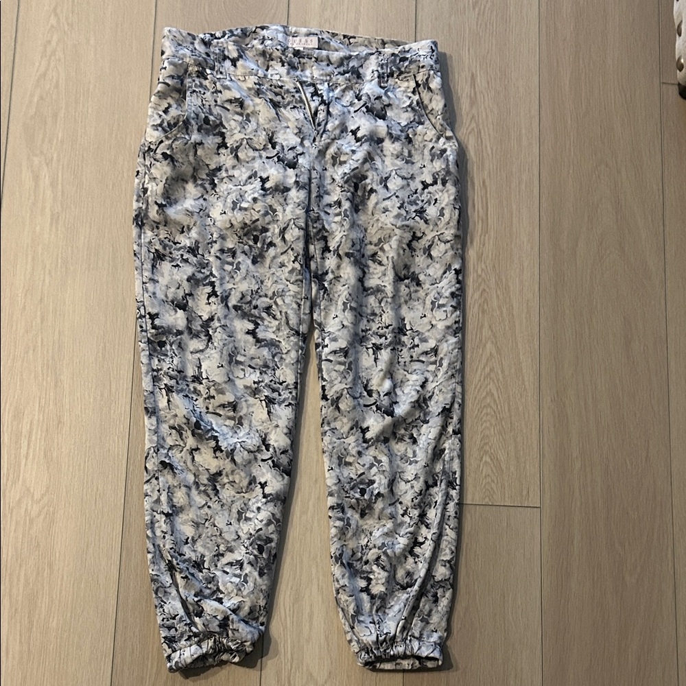 Guess Marble-Effect Drawstring Joggers in Blue & White